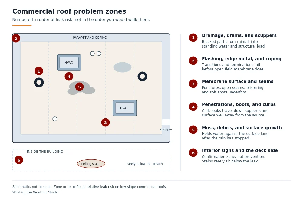 Commercial roof problem zones